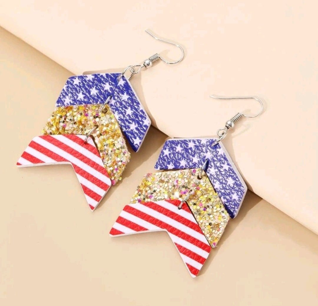 Red, White and Glitter Earrings - The Bling Barn