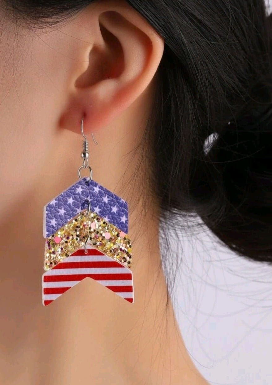 Red, White and Glitter Earrings - The Bling Barn