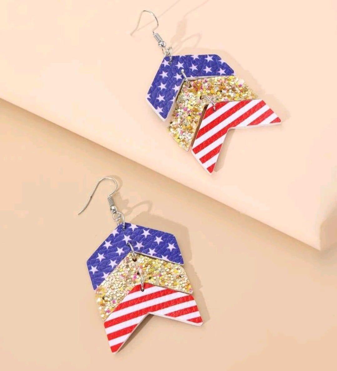 Red, White and Glitter Earrings - The Bling Barn