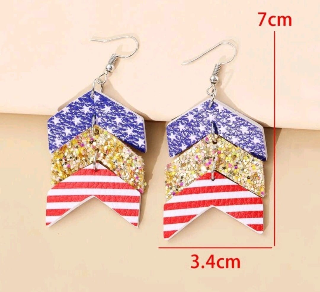 Red, White and Glitter Earrings - The Bling Barn