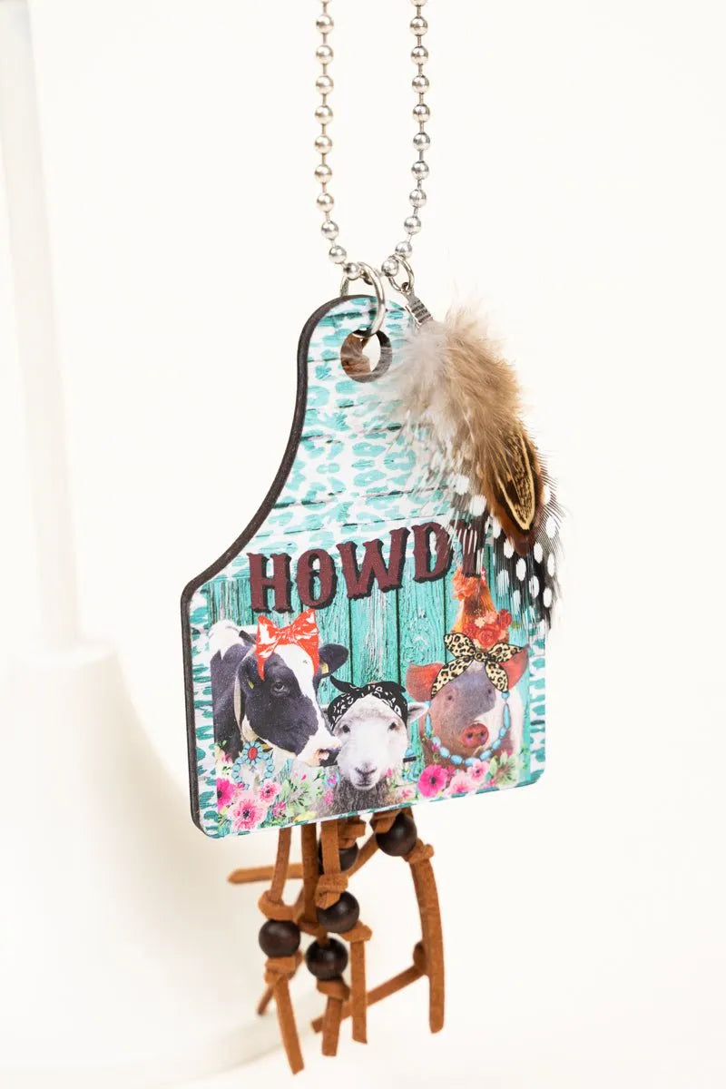 TIPI Cow Tag Wood Car Charms