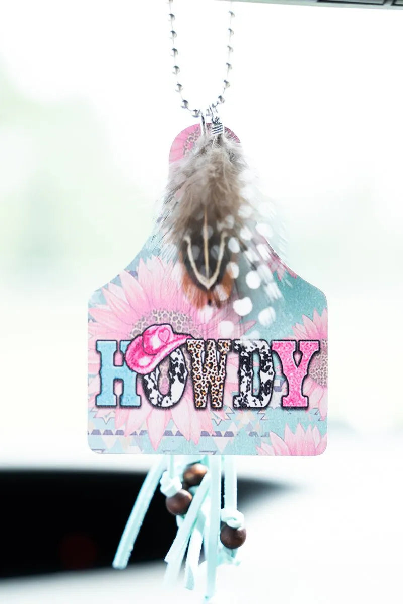 TIPI Cow Tag Wood Car Charms