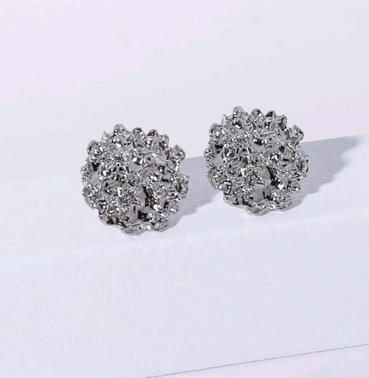 Silver Textured Stud Earrings - The Bling Barn