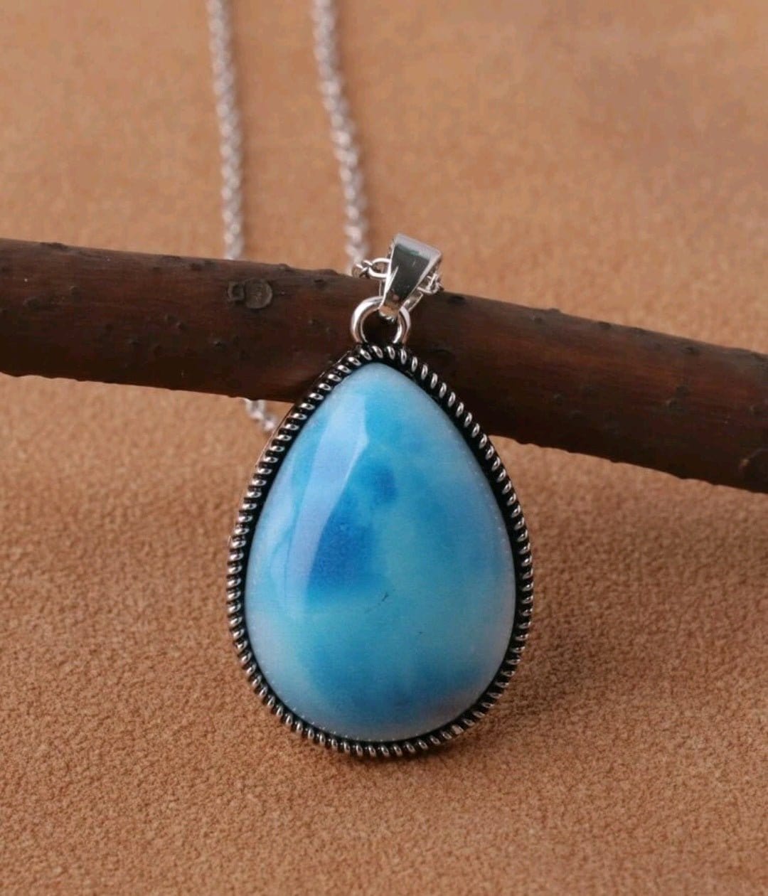 Simple Danity Beautiful Blue Stone Necklace on a Silver Chain - The Bling Barn