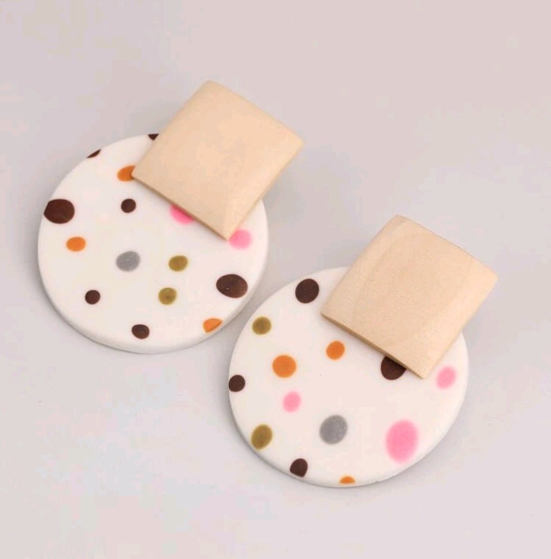 Sophisticated Polka Dot Geo Moden Round Earrings - The Bling Barn