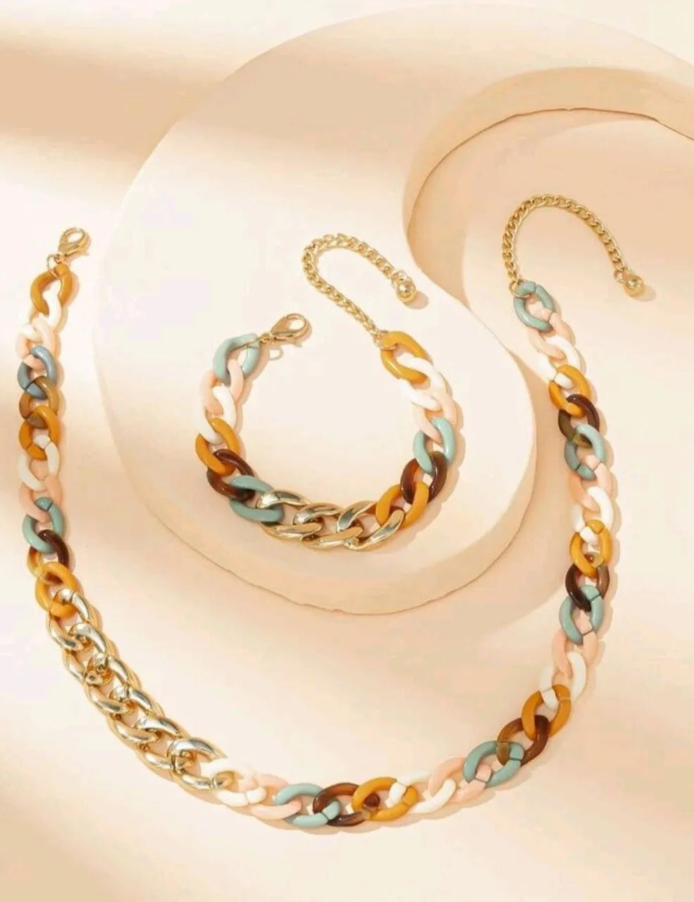 Two Piece Link Set Neutral - The Bling Barn