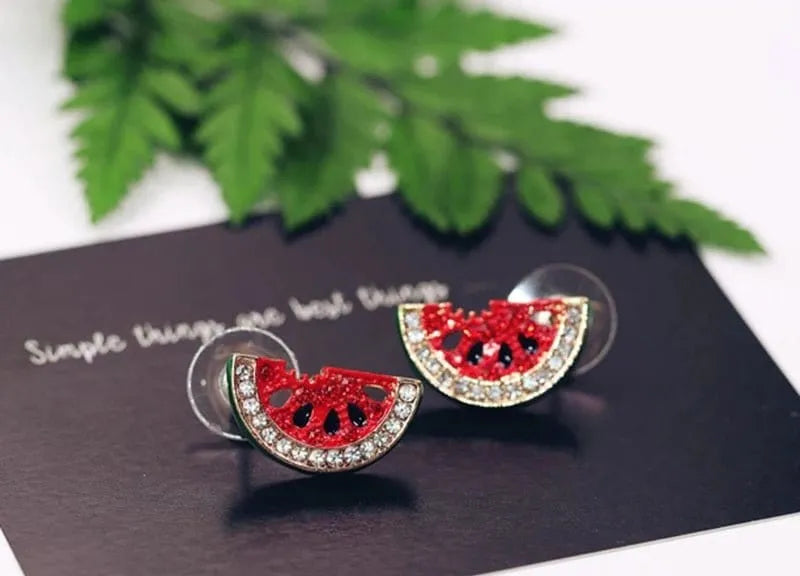 Watermelon Dreams Stud Glitzy Earring - The Bling Barn