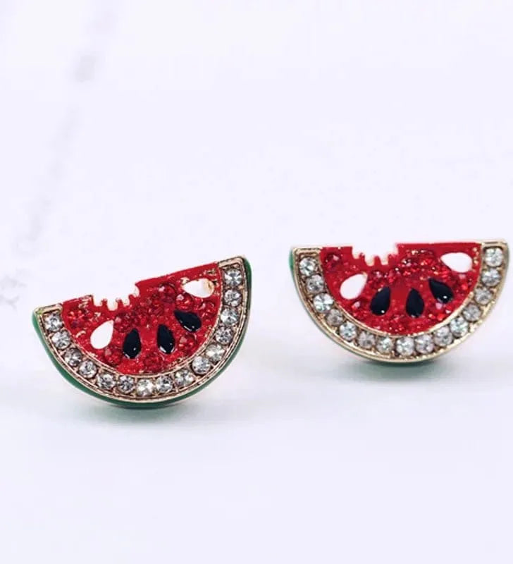 Watermelon Dreams Stud Glitzy Earring - The Bling Barn