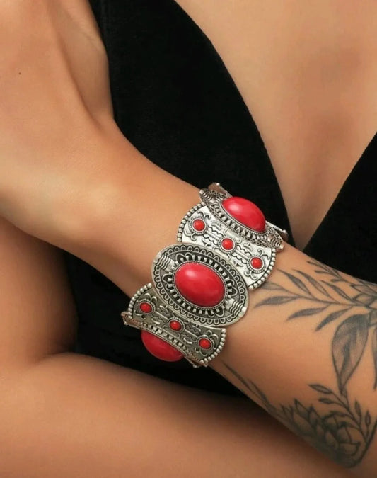 Western Inspired Stretch Bracelet Red - The Bling Barn