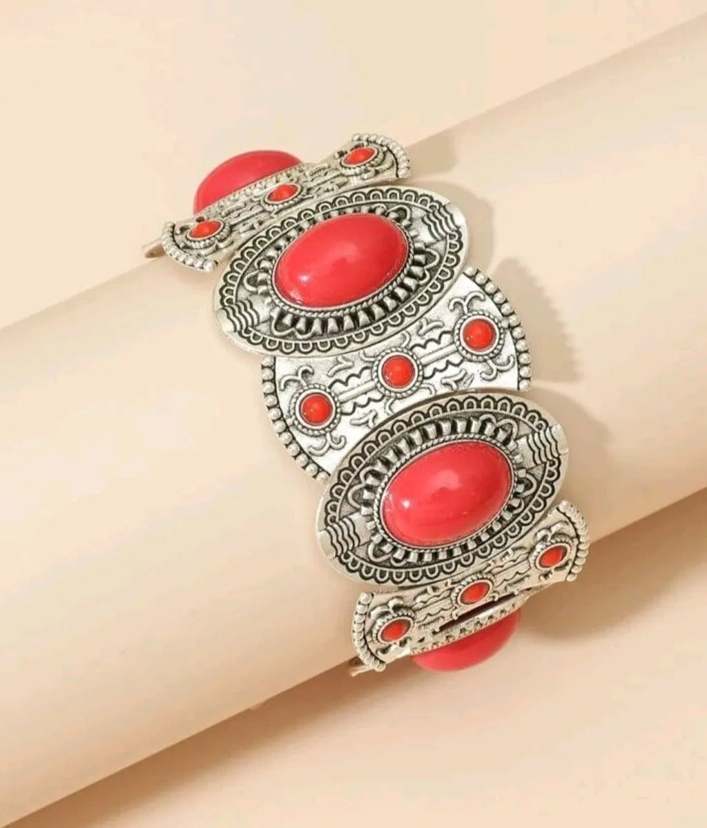 Western Inspired Stretch Bracelet Red - The Bling Barn