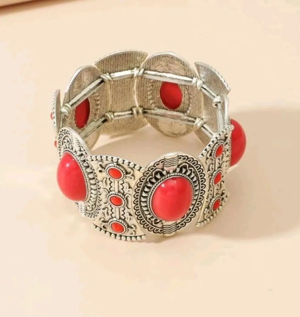 Western Inspired Stretch Bracelet Red - The Bling Barn