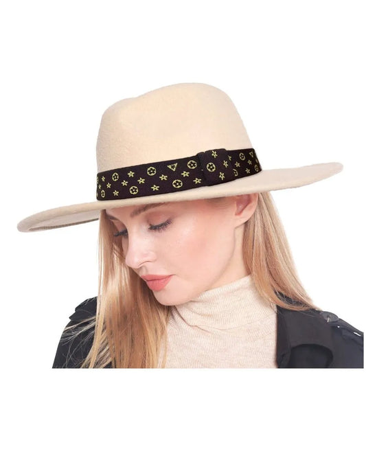 Wide Brim Monogram Fedora Hat - The Bling Barn