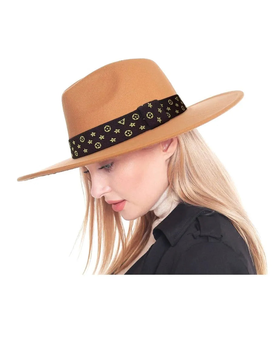 Wide Brim Monogram Fedora Hat - The Bling Barn