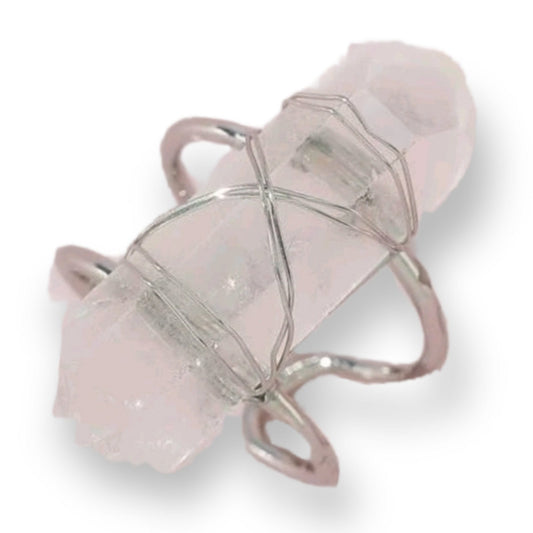 Wired Wrapped Gemstone Adjustable Ring - The Bling Barn