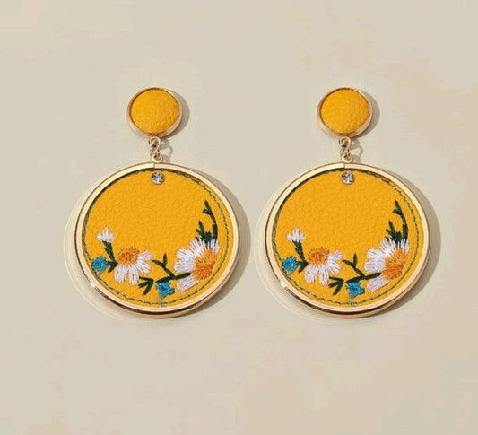 Yellow Bikini Circular Drop Deco Earrings - The Bling Barn